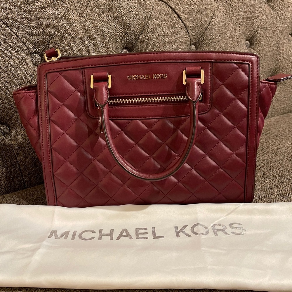 Michael Kors Quilted Red and Gold Bag